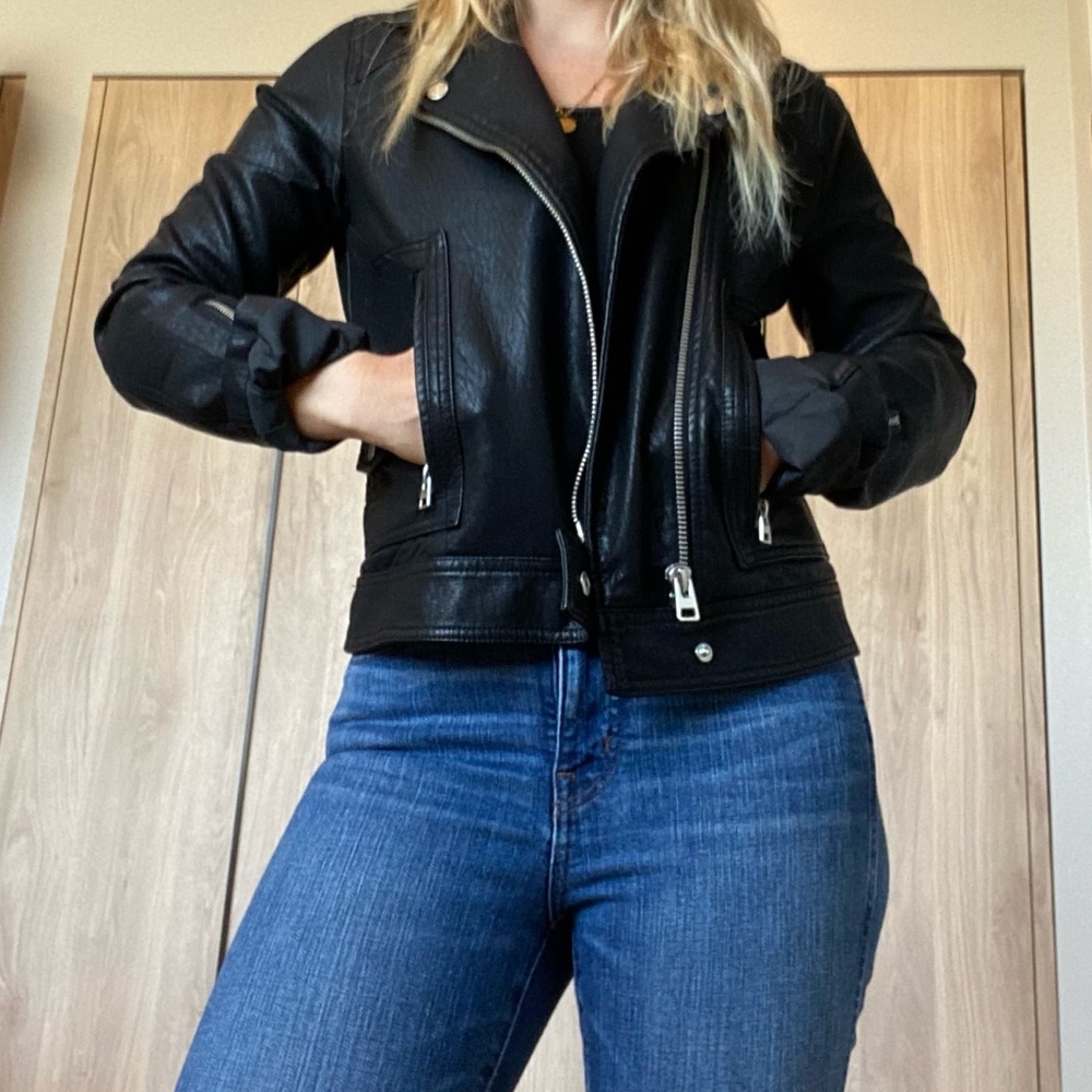 Faux leather sz 4 moto jacket- barely used